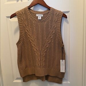 NWT Rachel Zoe Brown Cable Knit Sweater Vest